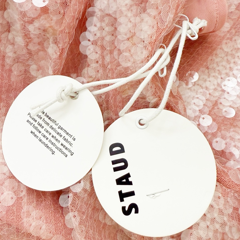 NWT STAUD Eton Sequined Tulle Pink Mini Dress Sz L - Picture 14 of 16